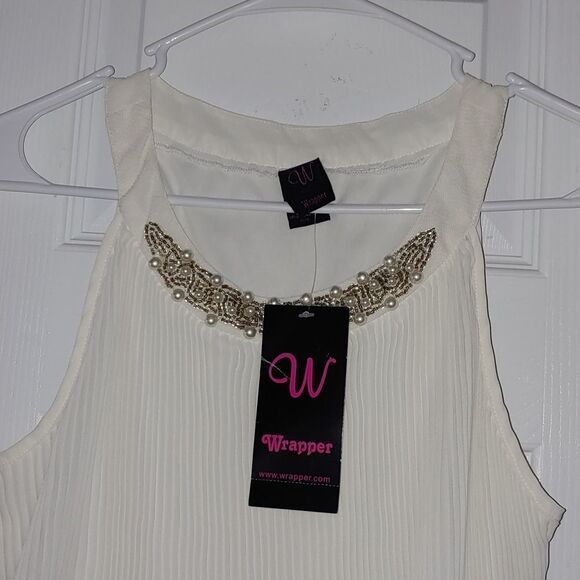 Wrapper Ivy balloon style beaded sleeveless blouse Sz L - Picture 2 of 5